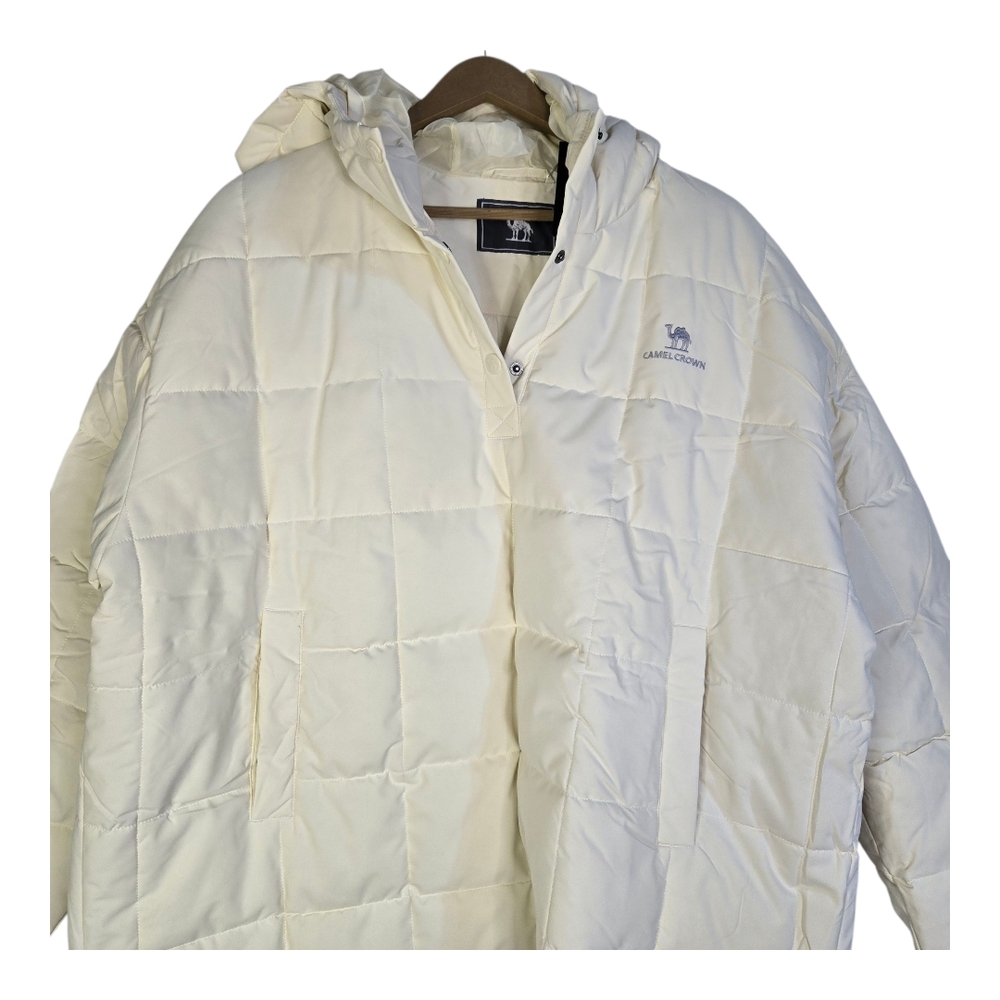Camel Crown Women's Size XL NWT Cream Hooded Half Zip Puffer Pullover Jacket